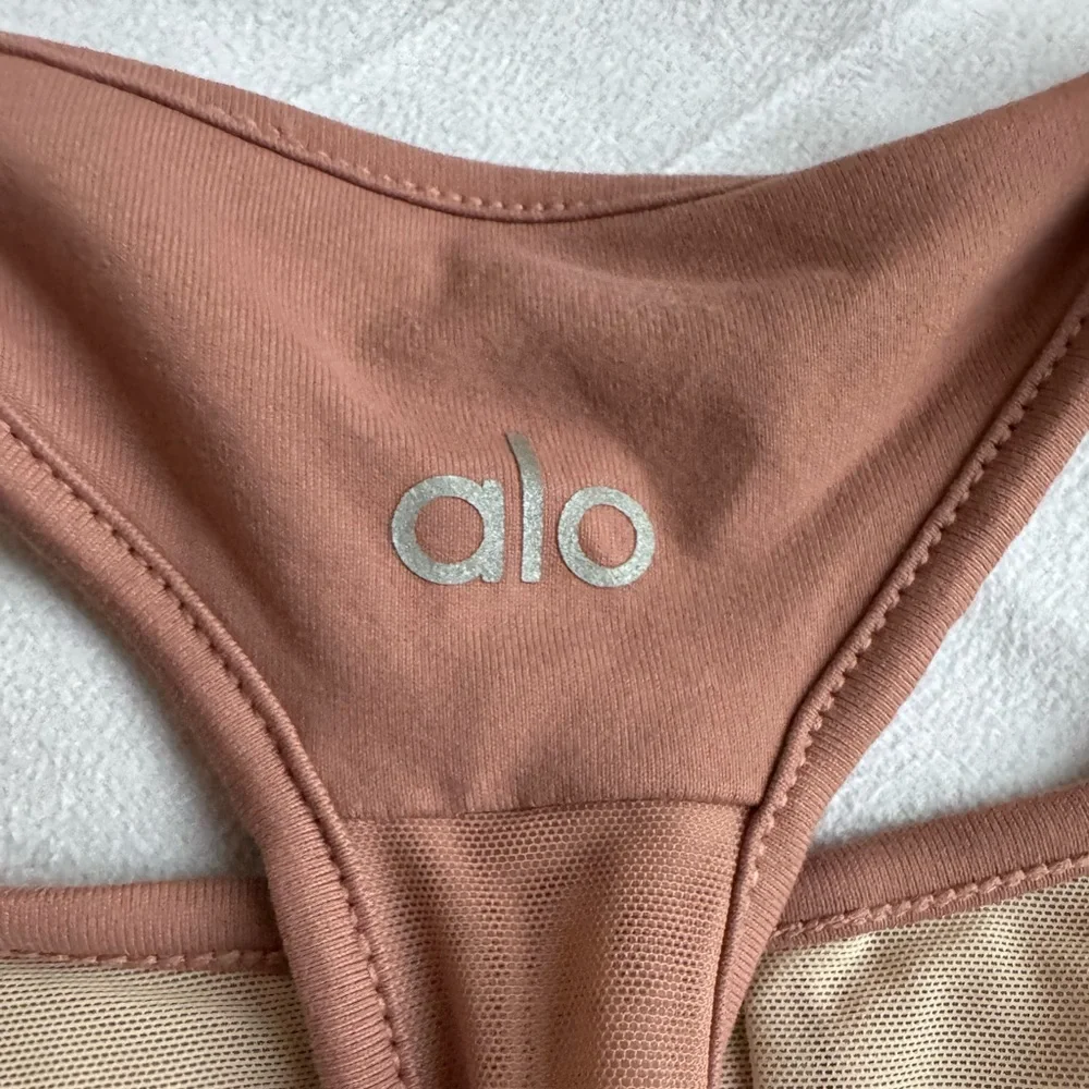 Alo Yoga Half Moon Sports Bra Rust Red Small high Neck‎ Racerback light support